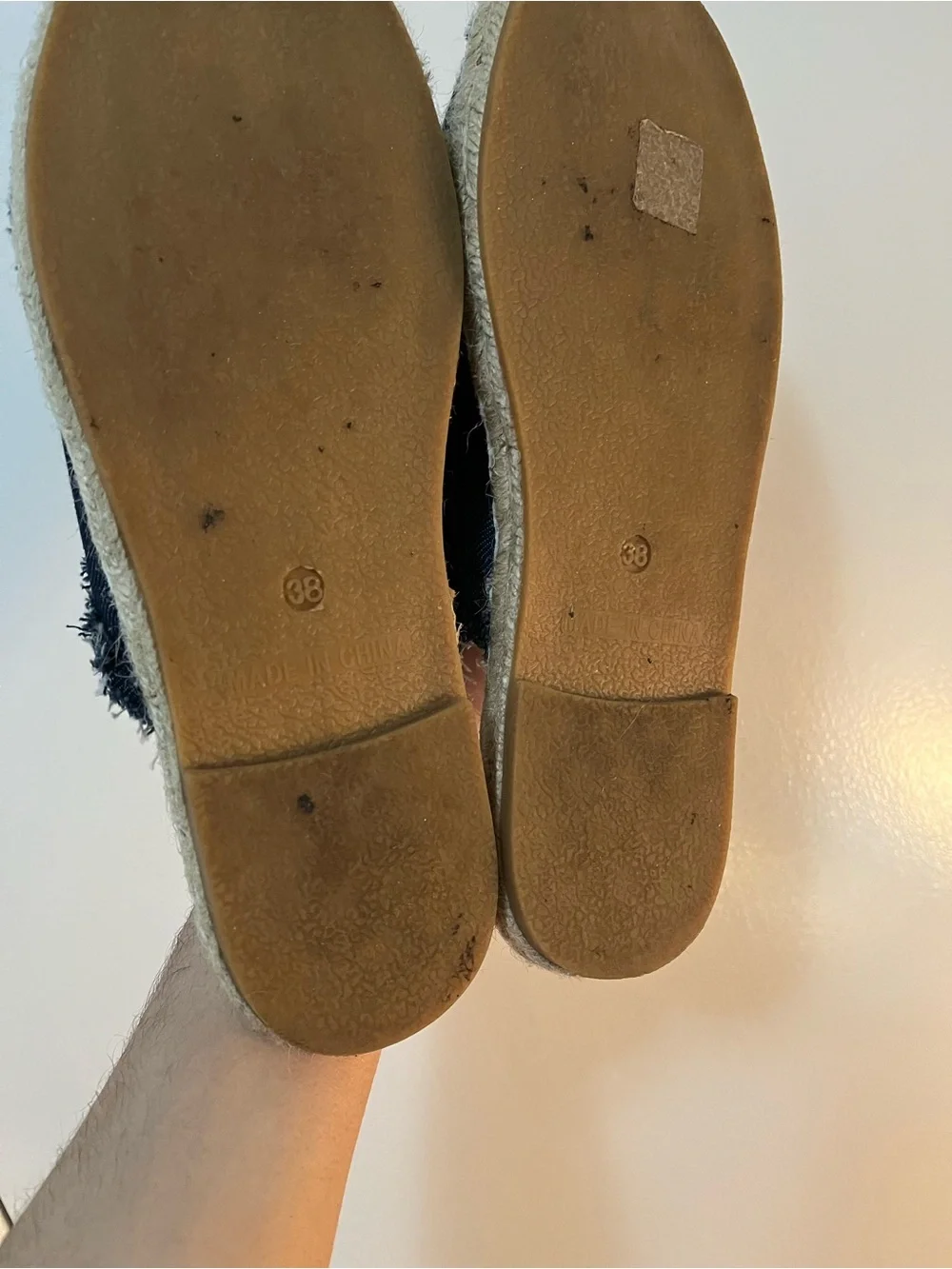 Frayed Denim Slip-On Espadrille Slides - Size 7.5